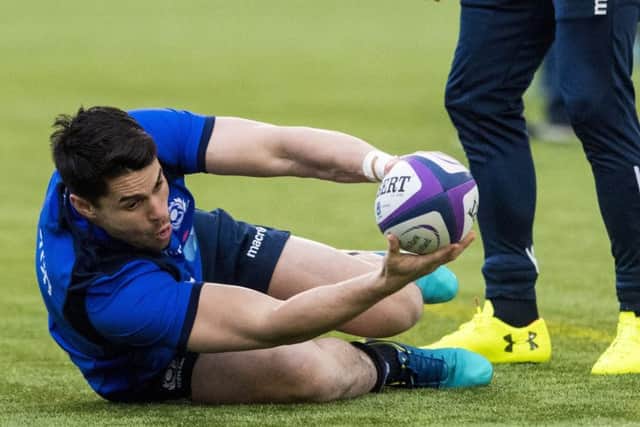 Scotland's Sean Maitland in training for the France game. He is likely to start on Sunday. Picture: Craig Williamson/SNS