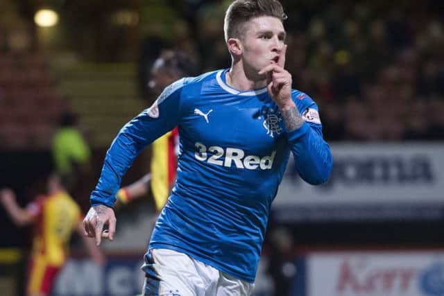 Rangers' Josh Windass celebrates his goal against Partick. Picture: Alan Harvey/SNS