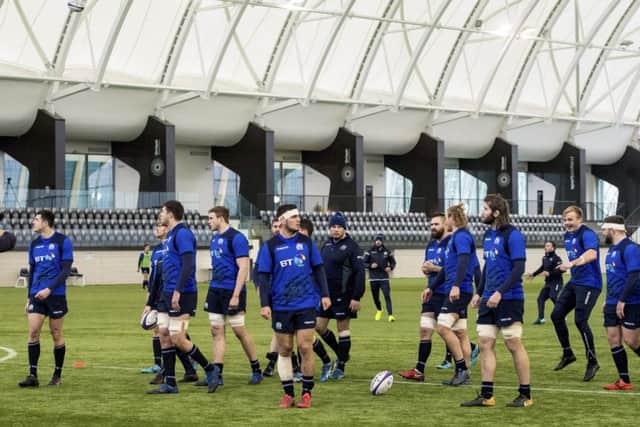 Gregor Townsend puts his players through their paces at Oriam ahead of the match with France. Picture: SNS Group