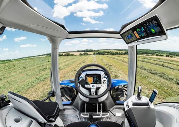 The New Holland methane-powered tractor allows self-sufficiency in fuel.
