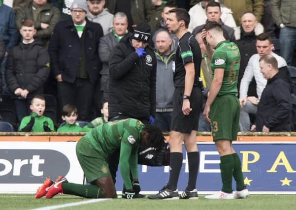 Celtic's Dedryck Boyata was injured playing on Kilmarnock's artificial pitch. Picture: Alan Harvey/SNS