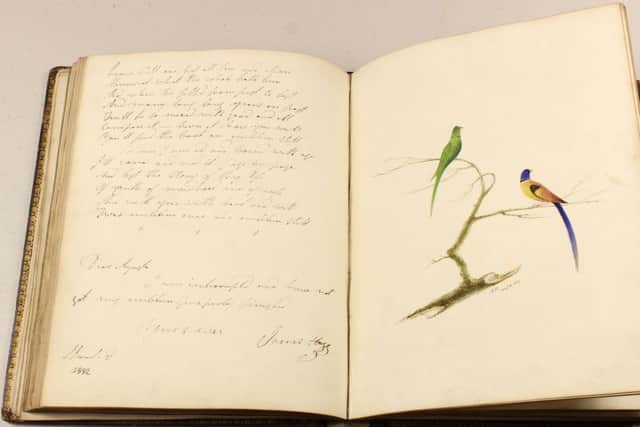 Augusta Gow's commonplace book, where the poem dedicated to her by the Ettrick Shepherd was discovered.