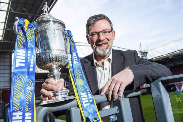 Hearts Manager Craig Levein with the Scottish Cup at Tynecastle. Picture: Gary Hutchison/SNS