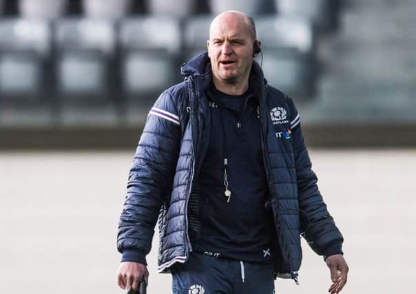 Scotland coach Gregor Townsend supervises training as his squad prepare for Sundays Six Nations clash with France. Picture: Gary Hutchison/SNS/SRU