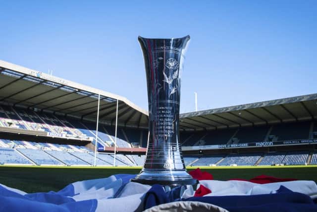 The Auld Alliance Trophy is unveiled at Murrayfield ahead of the Six Nations match between Scotland and France. Picture: SNS Group