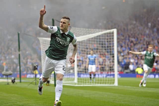 Anthony Stokes scored twice for Hibs in the 2016 Scottish Cup final. Picture: Neil Hanna