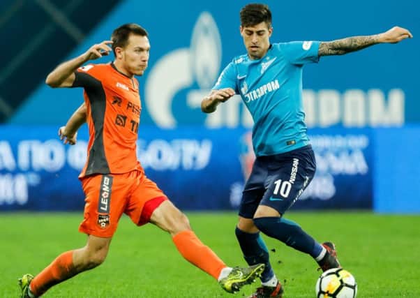 Argentine attacker Emiliano Rigoni, right, is one of Zenit's most dangerous players. Picture: Epsilon/Getty Images