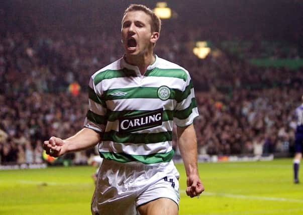 Liam Miller celebrates scoring for Celtic against Anderlecht in the Champions League. Picture: Bill Murray/SNS