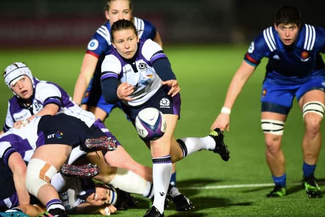 Scotland scrum-half Sarah Law in action against France at Scotstoun. Picture: Andy Buchanan/AFP/Getty Images