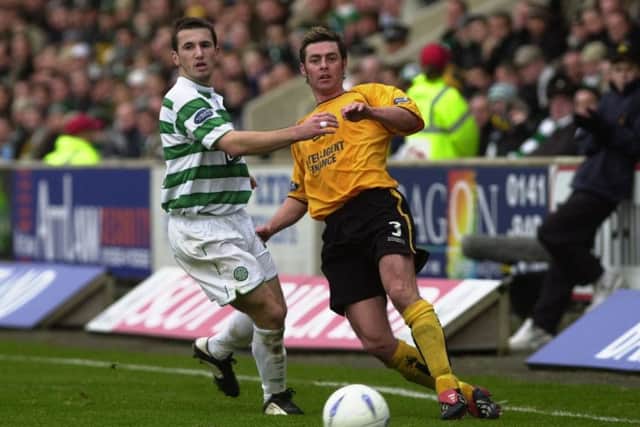 Liam Miller in action for Celtic against Jamie McAllister of Livingston in 2003. Picture: Cate Gillon