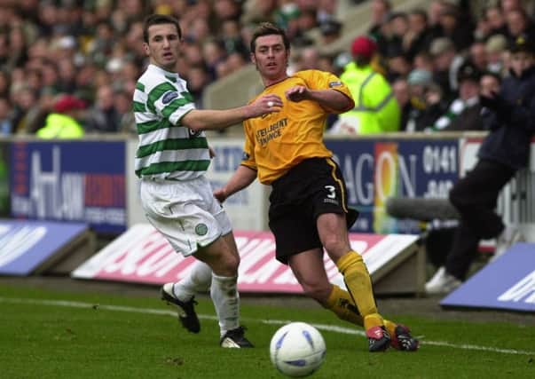 Liam Miller in action for Celtic against Jamie McAllister of Livingston in 2003. Picture: Cate Gillon