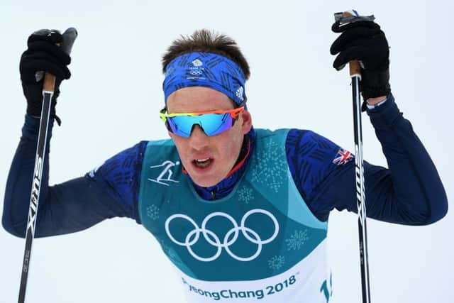 Andrew Musgrave competes in the 2x15k skiathlon. Picture: Getty