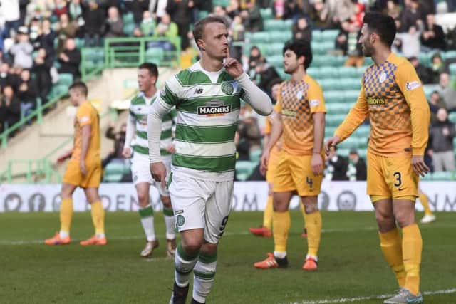 Leigh Griffiths celebrates in Celtic's 3-0 victory over Morton at the same stage of the Scottish Cup in 2016. Picture: SNS