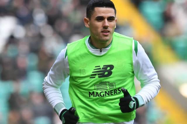 Celtic's Tom Rogic warms up during the Scottish Cup match with Partick Thistle at Parkhead. Picture: SNS Group