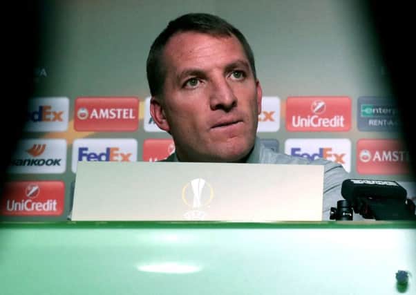 Celtic manager Brendan Rodgers faces the media  at Lennoxtown ahead of Celtic's Europa League tie against Zenit St Petersburg.