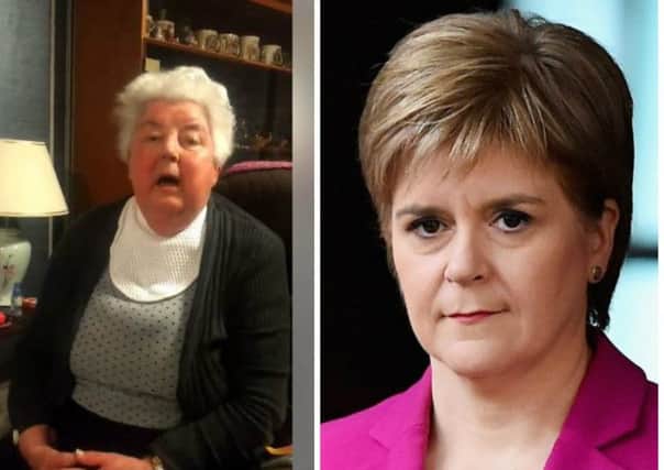 Dorothy Anderson sent a video messade to Nicola Sturgeon. Pictures: Caithness Action Group/TSPL