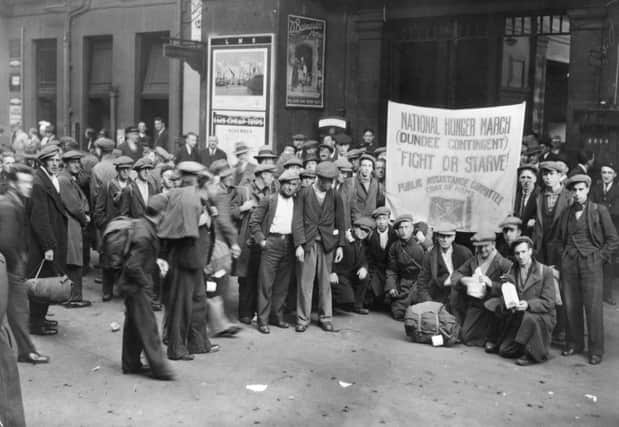 The Dundee contingent of hunger marchers at Euston Station, London, on 5 November 1932. Photograph: J A Hampton/Topical Press Agency/Getty Images