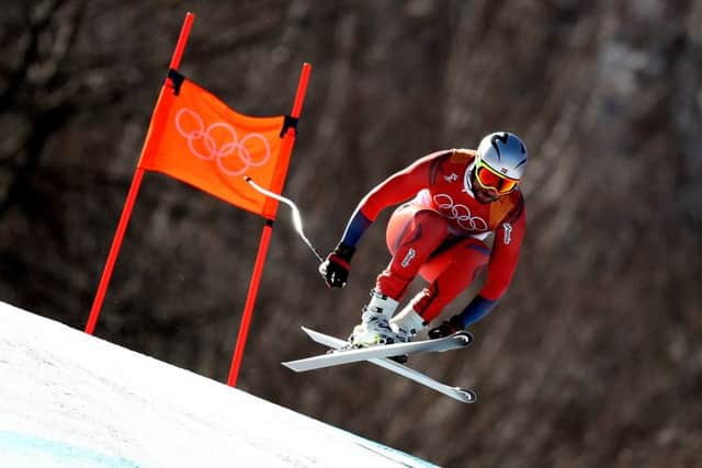 Aksel Lund Svindal of Norway makes his winning run in the mens downhil. Picture: Getty.