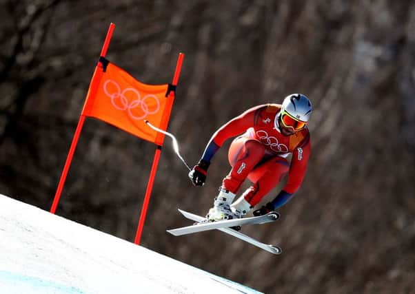 Aksel Lund Svindal of Norway makes his winning run in the mens downhil. Picture: Getty.
