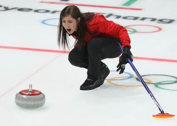GB skip Eve Muirhead shouts encouragement to her sweepers during the action at Gangneung. Picture: Robert Cianflone/Getty Images