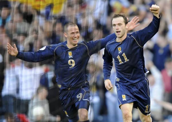 James McFadden celebrates his goal with Kenny Miller during Scotland's 3-1 win over Ukraine in 2007 during Alex McLeish's first spell in charge of the national team. 
Picture: Jane Barlow