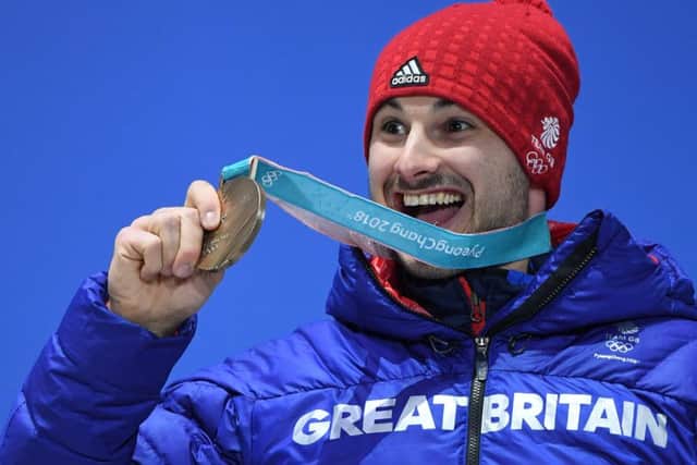 Dom Parsons thought he had blown his chances in the skeleton, but finished third in the event. Picture: SNS/SRU.