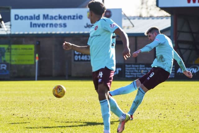 Hearts' Kyle Lafferty scores to make it 1-0. Picture: SNS/Paul Devlin