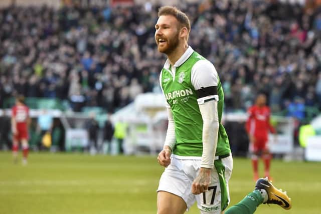 Hibernian's Martin Boyle opens the scoring. Picture: SNS/Rob Casey