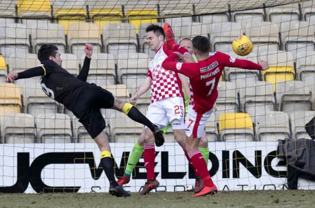 Ryan Hardie had already struck once, and his second made it 2-1 to Livingston after just 15 minutes. Photograph: Ross Parker/SNS