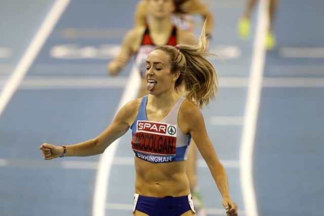 Eilish McColgan wins the 1,500m final at the British Indoor Championships in Birmingham. Picture: PA.