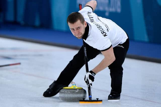 Proceedings: Russian curler Alexander Krushelnitsky. Picture: AFP/Getty Images