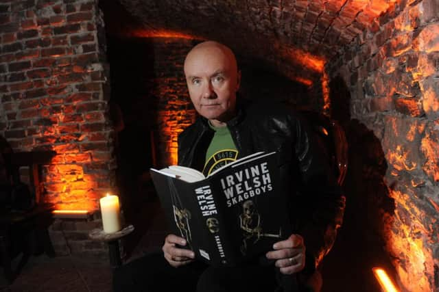 Irvine Welsh at the launch of his Trainspotting prequel, Skagboys, in 2012. Picture: Greg Macvean