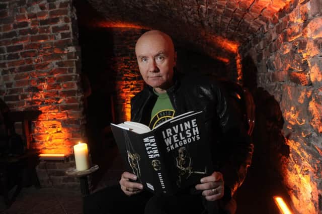 Irvine Welsh at the launch of his Trainspotting prequel, Skagboys, in 2012. Picture: Greg Macvean