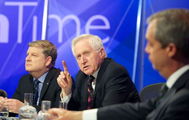 Nigel Farage (right) has been a regular guest on Question Time over the years, including this 2013 episode in Edinburgh. Picture: Joey Kelly