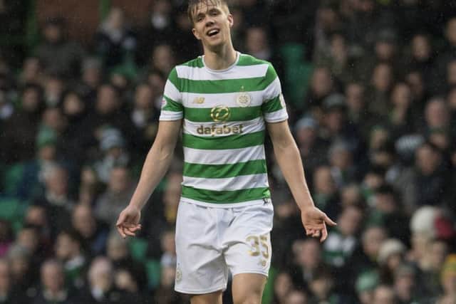 Celtic's Kristoffer Ajer shows his frustration during the 0-0 home draw with St Johnstone. Picture: Craig Foy/SNS