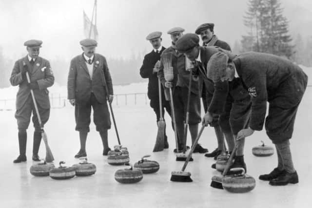 The British team take to the ice in Chamonix at the 1924 Winter Olympics. Picture: Getty Images