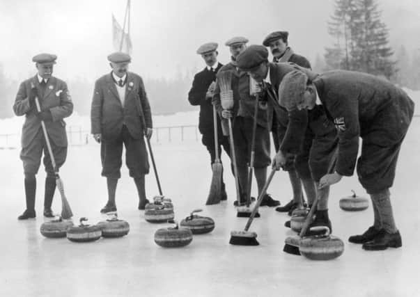 The British team take to the ice in Chamonix at the 1924 Winter Olympics. Picture: Getty Images