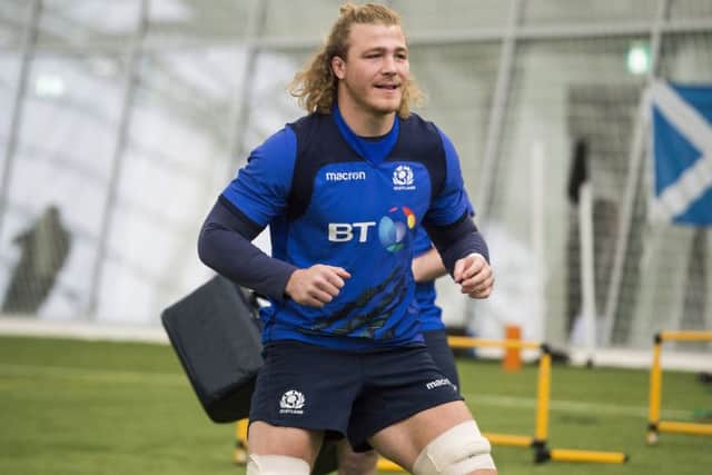David Denton during a Scotland training session at Oriam. Picture: Paul Devlin/SNS/SRU