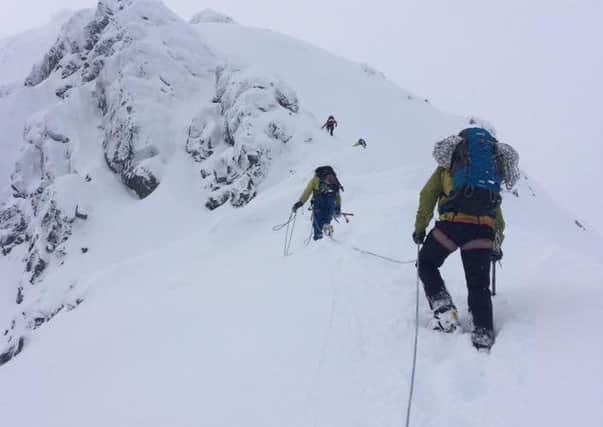 Lochaber Mountain Rescue Team helped save the life of a skier who fell 200 metres on Aonach Beag
