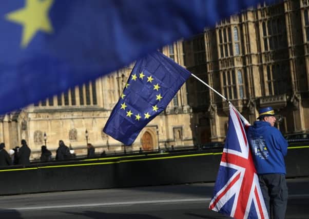 A European Union supporter demonstrates outside the Westminster Parliament; could he remain a European citizen after Brexit? (Picture: AFP/Getty)