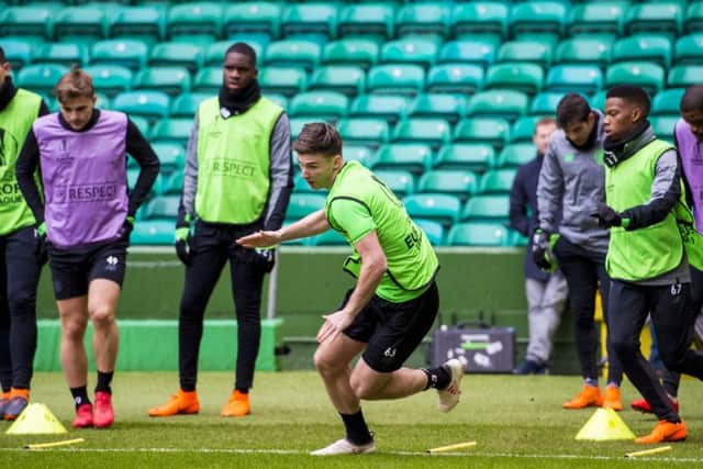 Celtic's Kieran Tierney trains ahead of the Zenit match. The team trained at Celtic Park before leaving for Russia. Picture: Alan Harvey/SNS