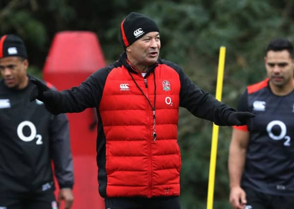 Eddie Jones issues instructions during an England training session at Pennyhill Park. Picture: Getty Images