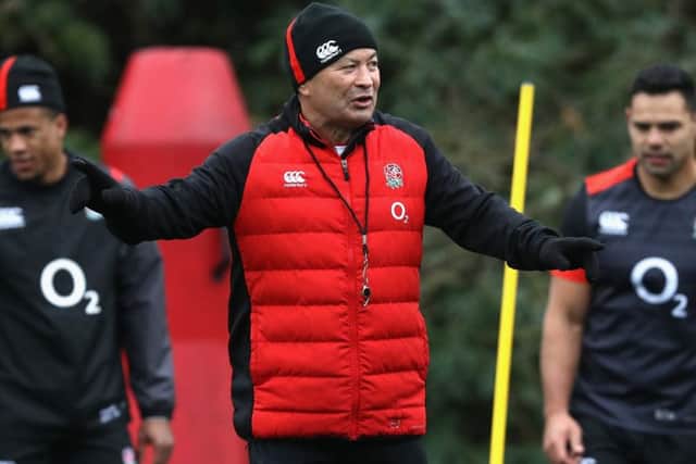 Eddie Jones issues instructions during an England training session at Pennyhill Park. Picture: Getty Images