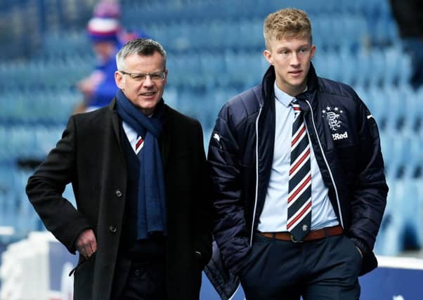 Ross McCrorie, right, with Rangers director Stewart Robertson. Picture: SNS Group
