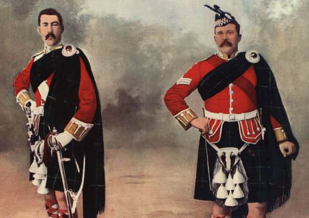 Soldiers in the Cape Town Highlanders in their regimental kilts. Photograph: Getty