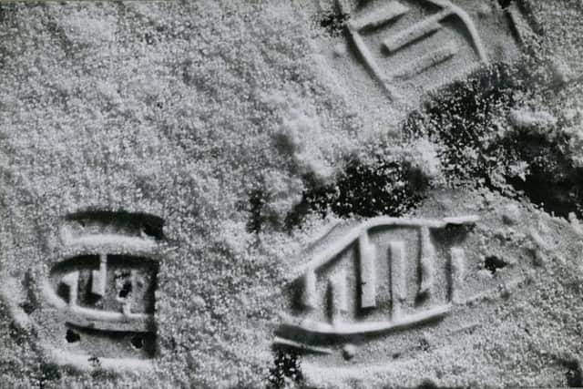 Police photograph of footprint in the snow used to convict nightwatchman George King for multiple thefts of women's underwear.