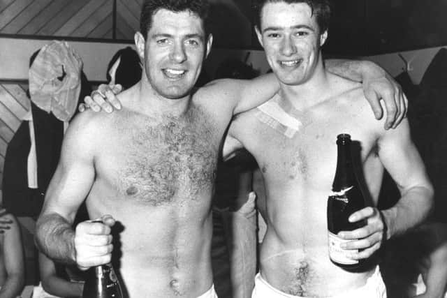 Gavin Hastings and Tony Stanger celebrate Scotland's
Grand Slam victory in March1990. Picture: Scotsman Publications