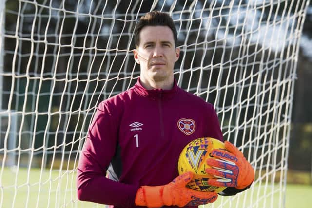 Goalkeeper Jon McLaughlin says Hearts will go to Ibrox without fear today. Picture: SNS.