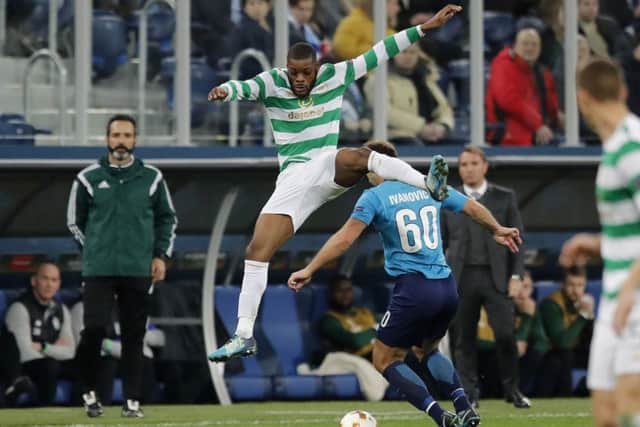 Celtic's Olivier Ntcham, left, vies with Zenit's Branislav Ivanovic. Picture: AP
