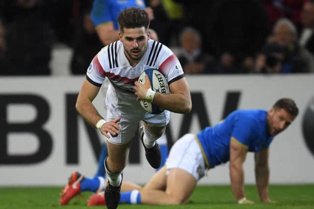 Hugo Bonneval of France scores a second half try.  Picture: Mike Hewitt/Getty Images